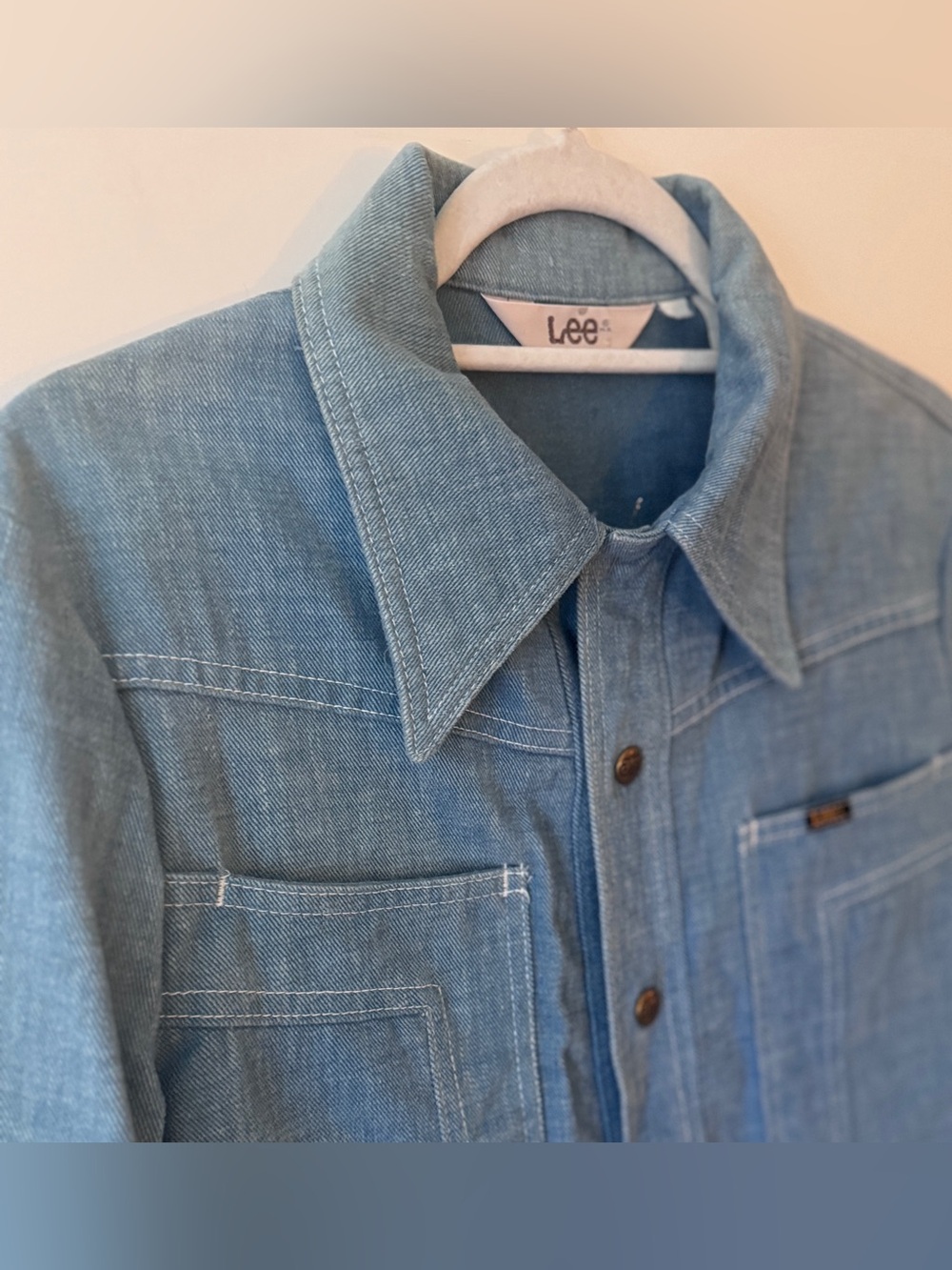 DEADSTOCK 1970 LEE Denim Jean Shirt-Jacket w/Dagger Collar "NOS" + ORIGINAL TAG - Picture 5 of 16